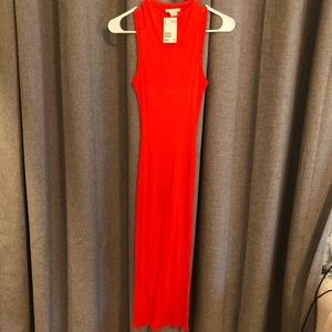 Orange ribbed, super fitted, super stretchy dress